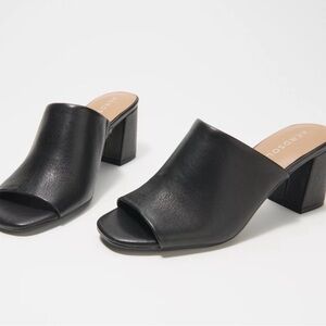 AEROSOLES Black Open-Toe Block Heel Mules